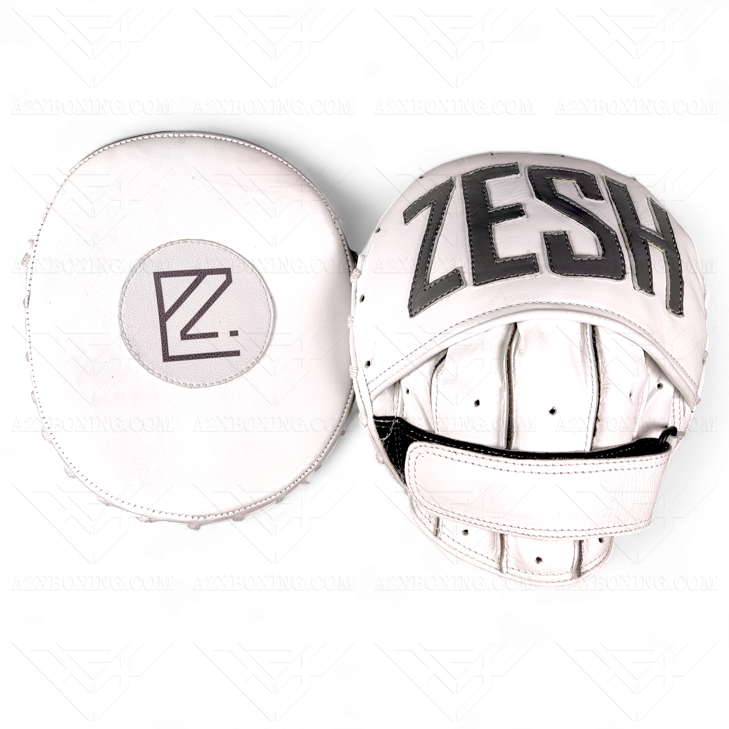 AZX 1 Gray and White Boxing Focus Mitts handmade genuine leather professional boxing training pads palm ball support
