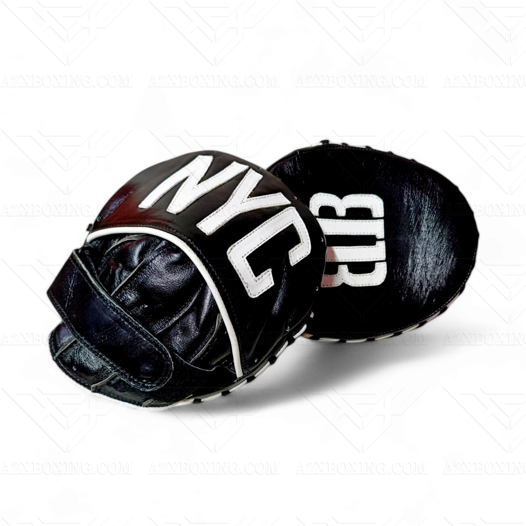 AZX 1 Black and White Boxing Focus Mitts handmade genuine leather professional boxing training pads palm ball support