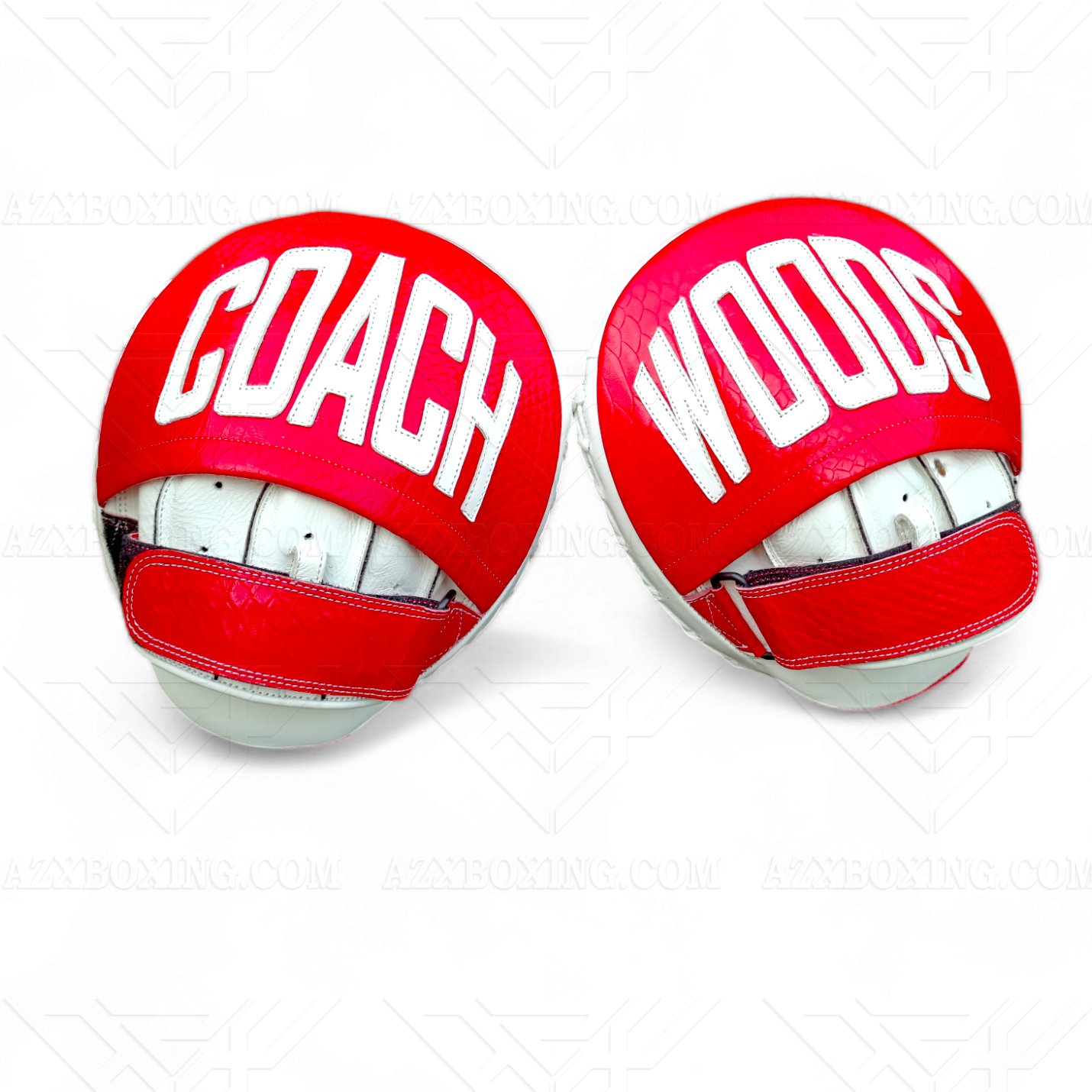 AZX 2 Red and White Boxing Focus Mitts handmade genuine leather micro focus pads professional boxing training equipment palm ball support